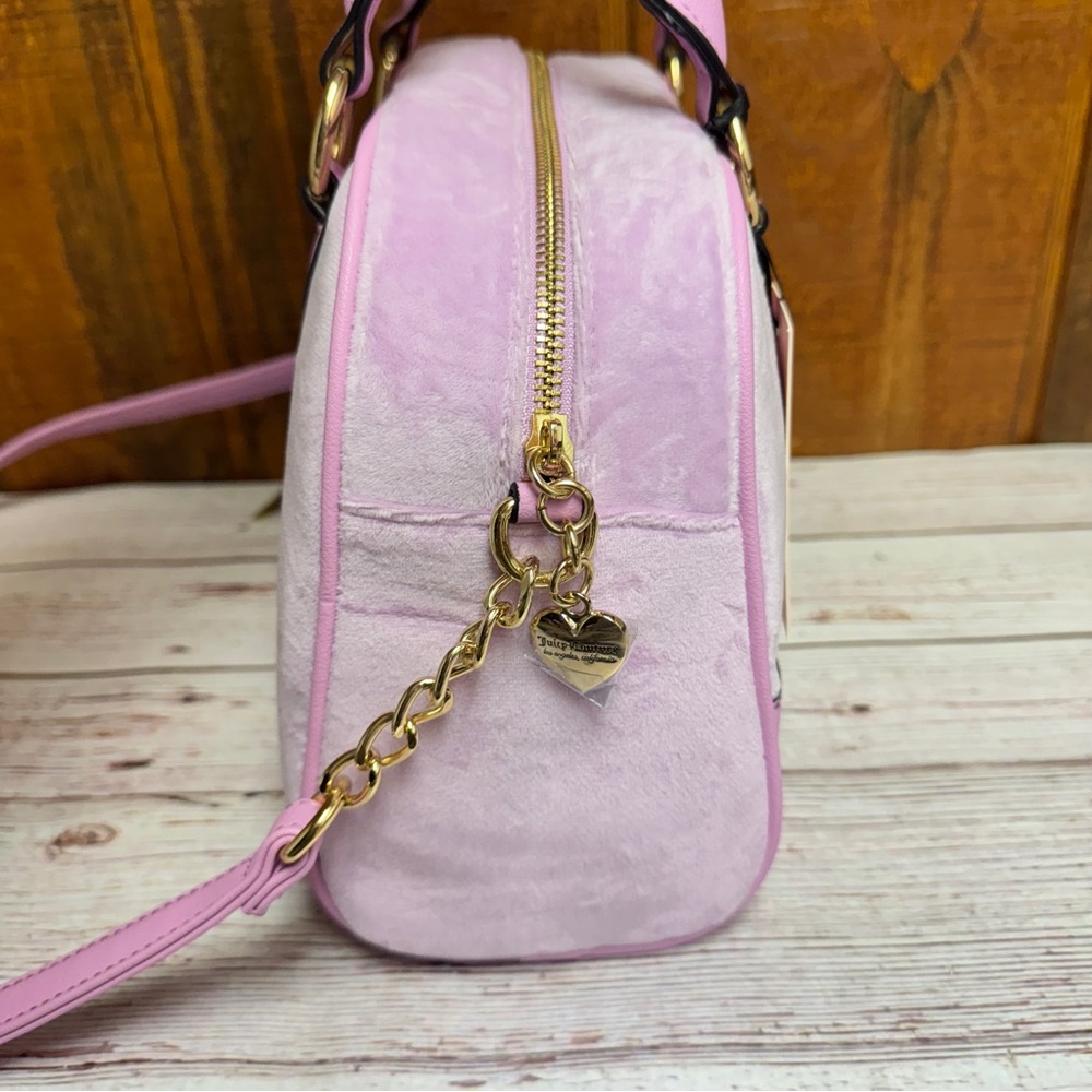 Juicy Couture Heritage Bowlers Velour Satchel Bag - Fondant Pink - Picture 3 of 5